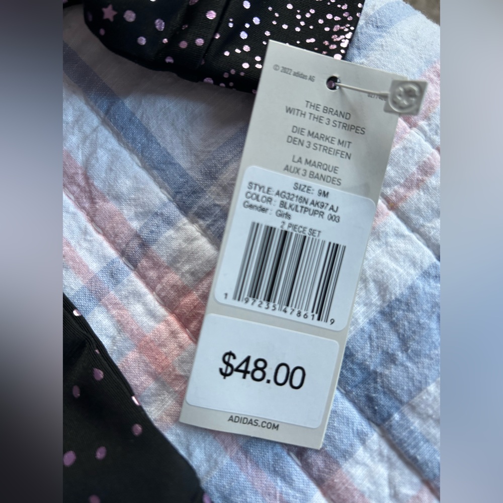 Infant/Toddler Adidas Black Tracksuit with Pink Iridescent Speckles/ Christmas - Picture 5 of 14